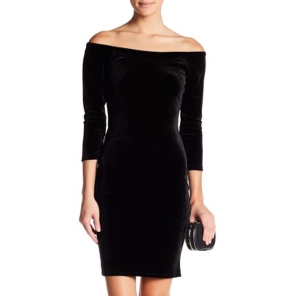 velvet off the shoulder cocktail dress
